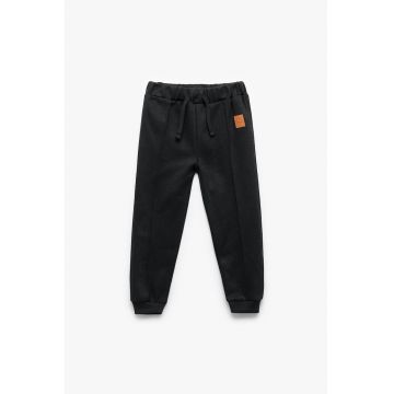 Pantaloni de trening din amestec de bumbac cu model uni
