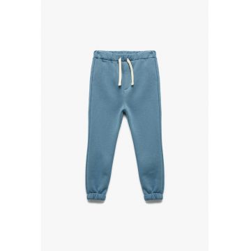 Pantaloni de trening din amestec de bumbac cu model uni