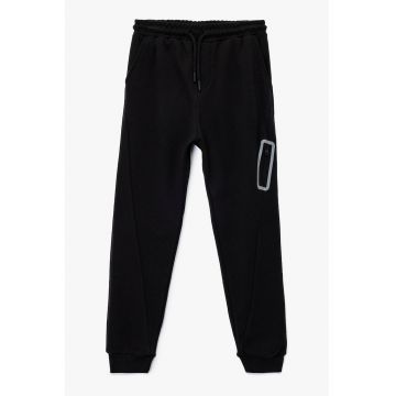 Pantaloni de trening din bumbac cu buzunar cu fermoar