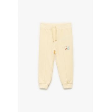 Pantaloni din bumbac cu detaliu aplicat