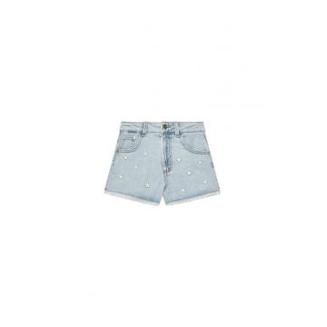 Pantaloni scurti din denim fete  4UTPC9049 - Bumbac/Lyocell - Albastru