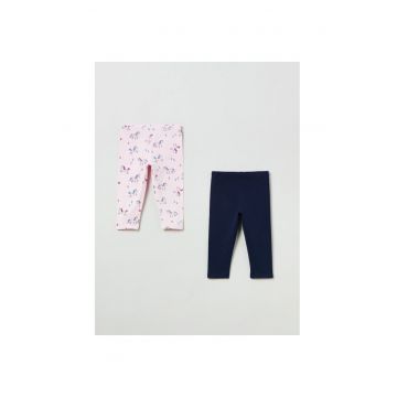 Set 2 perechi pantaloni copii -  35946 - Roz/Bleumarin - Bumbac