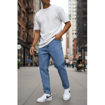 Blugi barbati boyfriend albastri 116