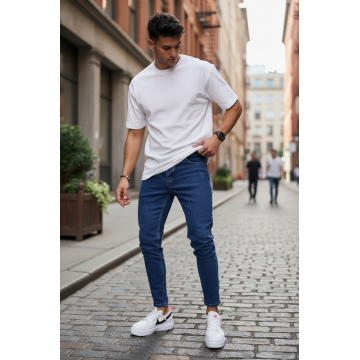 Blugi barbati conici bleumarin 3091