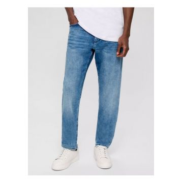 Blugi barbati Mauro - cu talie inalta si croiala Conica - aspect prespalat - Albastru deschis - W31 L34