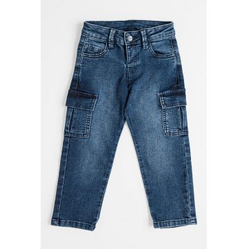 Blugi cargo cu capsa - Albastru petrol