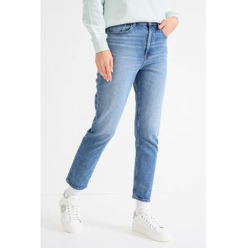 Blugi crop cu croiala conica - Albastru deschis