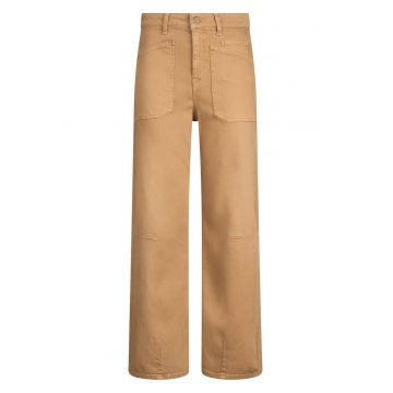 Blugi crop cu talie inalta - Maro camel