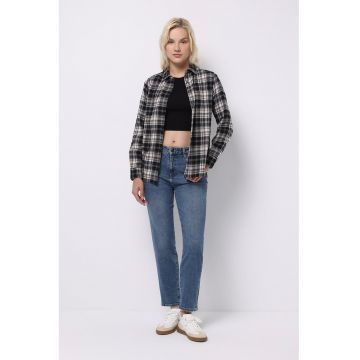 Blugi crop mom fit - Albastru