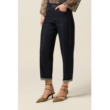 Blugi crop mom-fit - Bleumarin