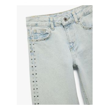 Blugi cu aplicatii cu nituri - Albastru indigo