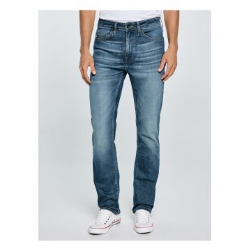 Blugi cu aspect decolorat si buzunare