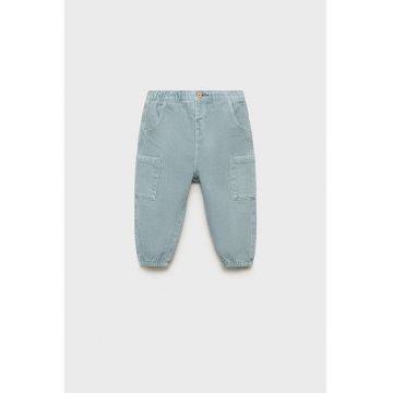Blugi cu banda elastica in talie - Albastru deschis melange
