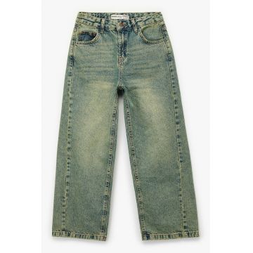 Blugi cu croiala ampla - Albastru/Bej deschis