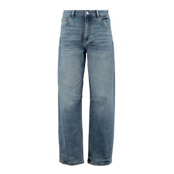 Blugi cu croiala ampla si aspect decolorat - Albastru deschis melange