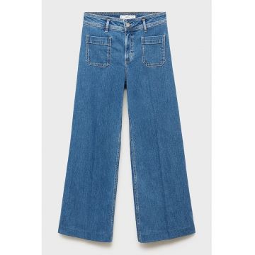 Blugi cu croiala ampla si talie inalta - Albastru pastel