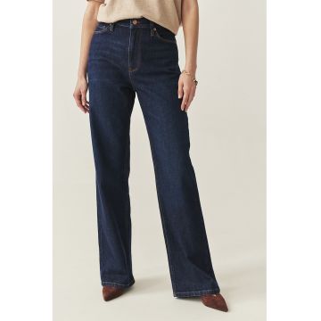 Blugi cu croiala ampla si talie inalta - Albastru ultramarin