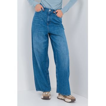Blugi cu croiala ampla si talie inalta Paulina - Albastru