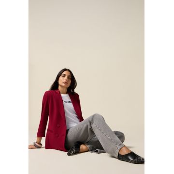 Blugi cu croiala ampla si tinte decorative - Gri deschis