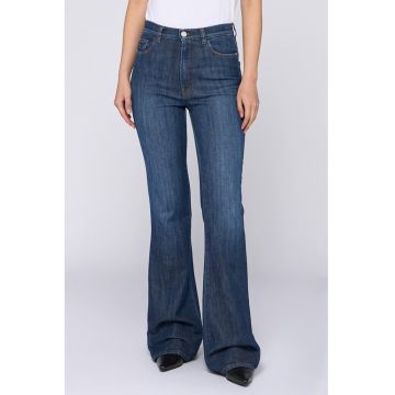 Blugi cu croiala bootcut si talie inalta - Albastru inchis