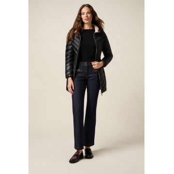 Blugi cu croiala dreapta si accesorii metalice - Albastru ultramarin