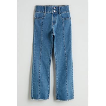 Blugi cu croiala dreapta si nasturi - Albastru