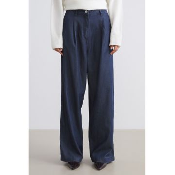 Blugi cu croiala dreapta si talie inalta - Albastru indigo