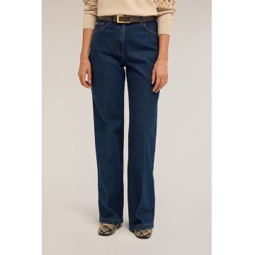 Blugi cu croiala dreapta si talie medie - Bleumarin