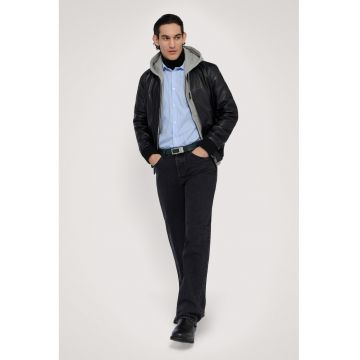 Blugi cu croiala dreapta si talie medie - Negru stins