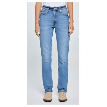 Blugi cu talie inalta regular fit - Albastru