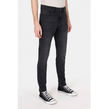 Blugi cu talie medie si model cu 5 buzunare - Negru stins