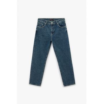 Blugi de bumbac cu 5 buzunare - Albastru inchis