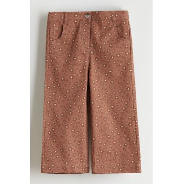 Blugi drepti cu animal print - Maro deschis