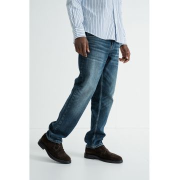 Blugi drepti cu aspect decolorat Denver - Albastru petrol