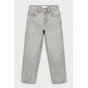 Blugi drepti cu aspect decolorat - Gri deschis