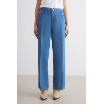 Blugi drepti cu buzunare laterale - Albastru