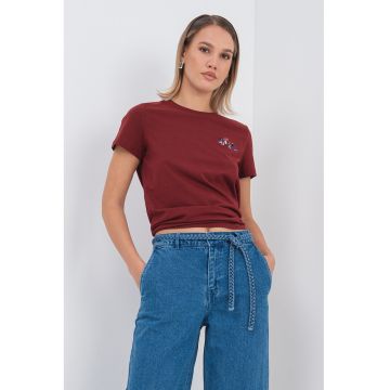 Blugi drepti cu cordon in talie - Albastru