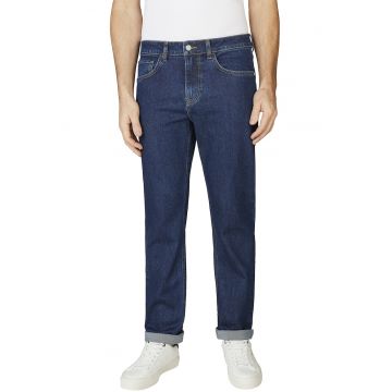 Blugi drepti cu model uni - Albastru inchis