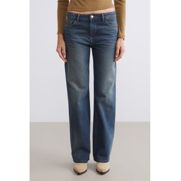 Blugi drepti cu talie medie - Albastru prafuit