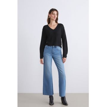 Blugi evazati - Albastru deschis melange