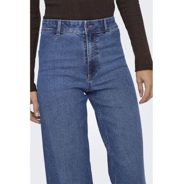 Blugi evazati cu talie inalta - Albastru pastel