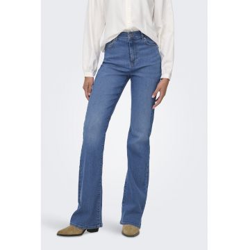 Blugi evazati cu talie inalta - Albastru pastel