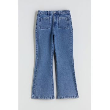 Blugi evazati cu talie medie - Albastru deschis