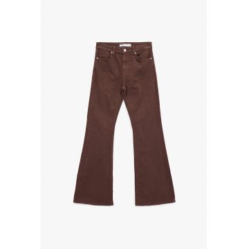 Blugi evazati cu talie medie - Maro scortisoara