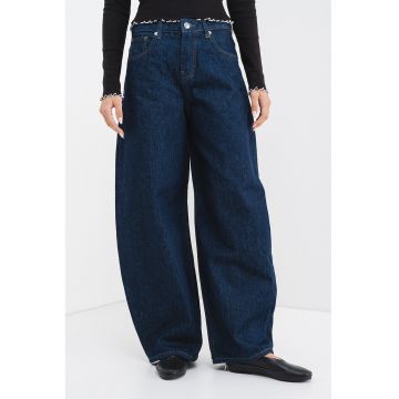 Blugi evazati de bumbac cu talie medie - Bleumarin