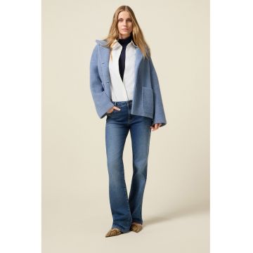 Blugi evazati decolorati - Albastru melange