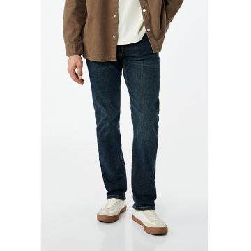 Blugi regular fit cu aspect decolorat - Albastru ultramarin