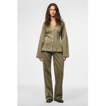 Blugi relaxed fit cu talie medie - Verde masliniu