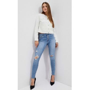 Blugi rupti -  albastri - bumbac/poliester - Albastru