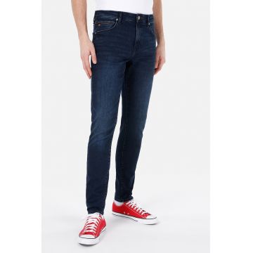 Blugi skinny cu aspect decolorat - Bleumarin